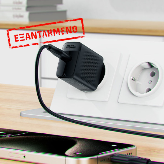 Φορτιστής Ταξιδίου Acefast A82 GaN USB-C PD20W Μαύρος + Καλώδιο Φόρτισης Type C σε Type C 1.2m
