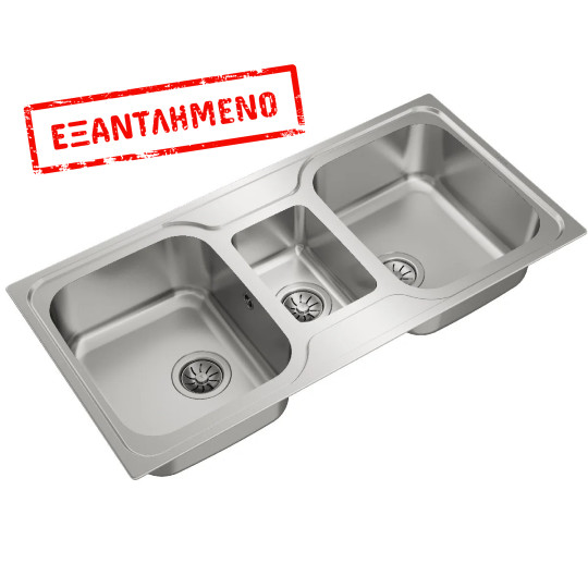 Νεροχύτης Inox TEKA 2 Γούρνες  και 1 Βοηθητική Μικρή Γούρνα για Ένθετη Τοποθέτηση 100x50cm CLASSIC 2½B TOTAL 10119080