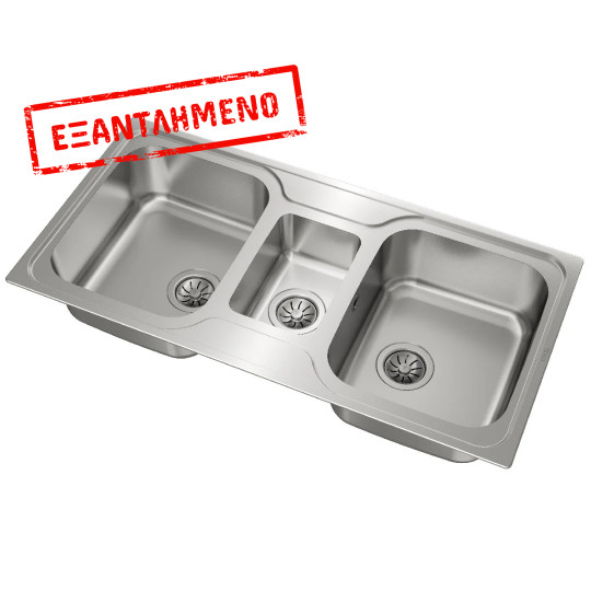 Νεροχύτης Inox TEKA 2 Γούρνες  και 1 Βοηθητική Μικρή Γούρνα για Ένθετη Τοποθέτηση 100x50cm CLASSIC 2½B TOTAL 10119080