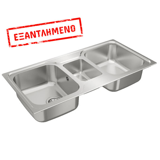 Νεροχύτης Inox TEKA 2 Γούρνες  και 1 Βοηθητική Μικρή Γούρνα για Ένθετη Τοποθέτηση 100x50cm CLASSIC 2½B TOTAL 10119080