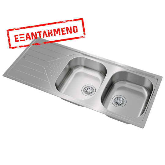 Νεροχύτης Inox TEKA 2 Γούρνες με Ποδιά για Ένθετη Τοποθέτηση 116x50cm UNIVERSE 80 TOTAL 115170001