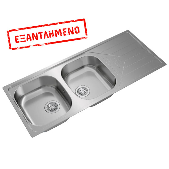 Νεροχύτης Inox TEKA 2 Γούρνες με Ποδιά για Ένθετη Τοποθέτηση 116x50cm UNIVERSE 80 TOTAL 115170001