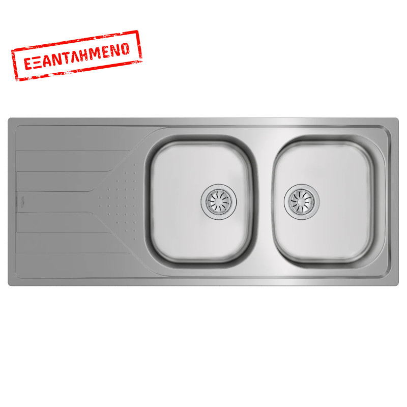 Νεροχύτης Inox TEKA 2 Γούρνες με Ποδιά για Ένθετη Τοποθέτηση 116x50cm UNIVERSE 80 TOTAL 115170001