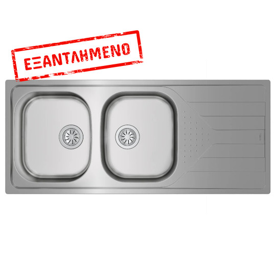 Νεροχύτης Inox TEKA 2 Γούρνες με Ποδιά για Ένθετη Τοποθέτηση 116x50cm UNIVERSE 80 TOTAL Σαγρέ 115170006