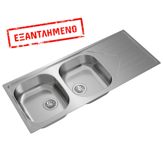 Νεροχύτης Inox TEKA 2 Γούρνες με Ποδιά για Ένθετη Τοποθέτηση 116x50cm UNIVERSE 80 TOTAL Σαγρέ 115170006