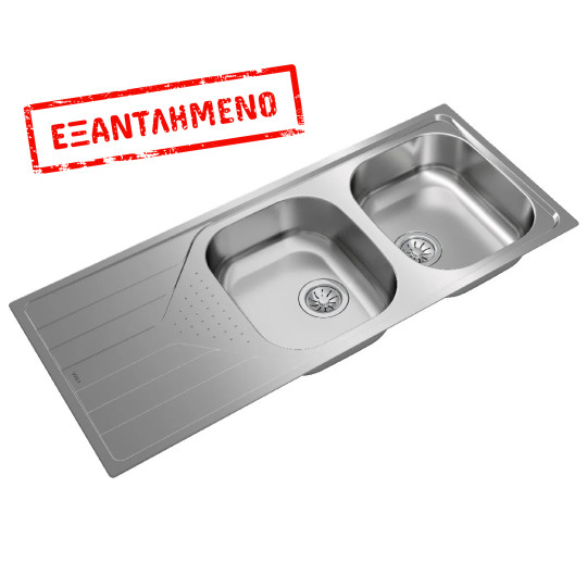 Νεροχύτης Inox TEKA 2 Γούρνες με Ποδιά για Ένθετη Τοποθέτηση 116x50cm UNIVERSE 80 TOTAL Σαγρέ 115170006