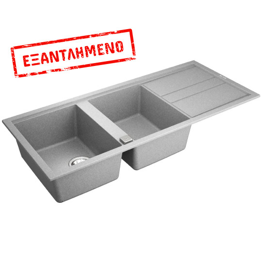 Νεροχύτης απο Συνθετικό Γρανίτη TEKA 2 Γούρνες με Ποδιά για Ένθετη Τοποθέτηση 116x51cm NOVA 80 MAESTRO Γκρι 115400018