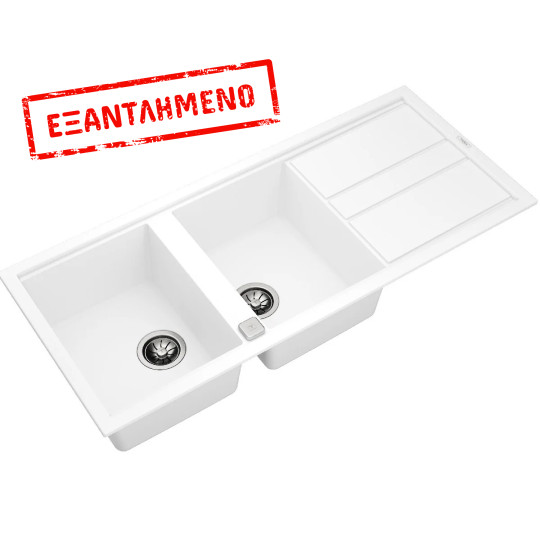 Νεροχύτης απο Συνθετικό Γρανίτη TEKA 2 Γούρνες με Ποδιά για Ένθετη Τοποθέτηση 116x51cm NOVA 80 MAESTRO Λευκός 115400019