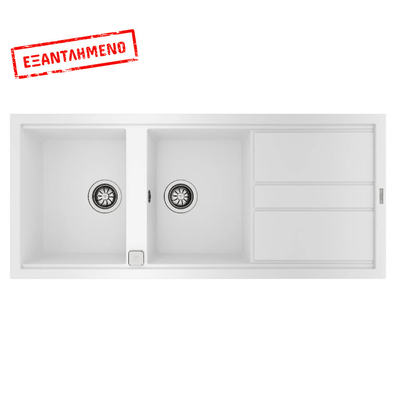 Νεροχύτης απο Συνθετικό Γρανίτη TEKA 2 Γούρνες με Ποδιά για Ένθετη Τοποθέτηση 116x51cm NOVA 80 MAESTRO Λευκός 115400019