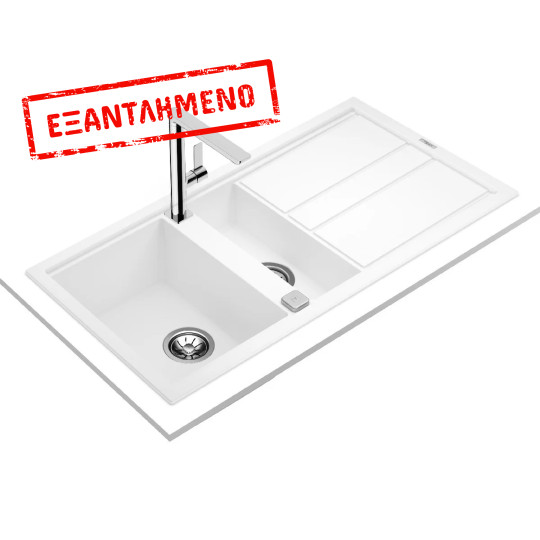 Νεροχύτης απο Συνθετικό Γρανίτη TEKA 2 Γούρνες με Ποδιά για Ένθετη Τοποθέτηση 100x51cm NOVA 60 MAESTRO Λευκός 115360015