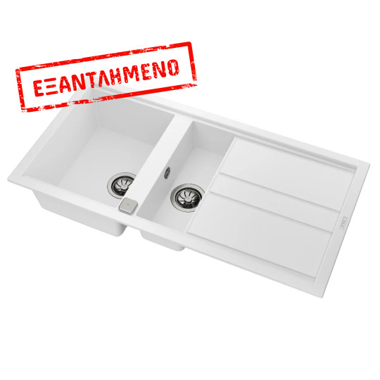 Νεροχύτης απο Συνθετικό Γρανίτη TEKA 2 Γούρνες με Ποδιά για Ένθετη Τοποθέτηση 100x51cm NOVA 60 MAESTRO Λευκός 115360015