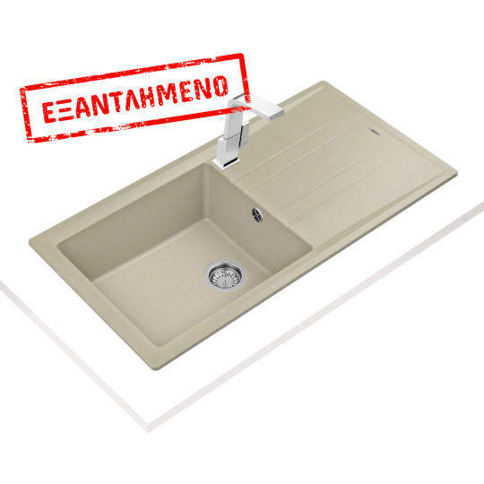 Νεροχύτης απο Συνθετικό Γρανίτη TEKA 1 Γούρνα με Ποδιά για Ένθετη Τοποθέτηση 100x51cm NOVA 60 MAESTRO Μπεζ 115330004