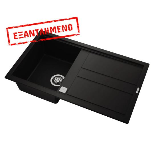 Νεροχύτης απο Συνθετικό Γρανίτη TEKA 1 Γούρνα με Ποδιά για Ένθετη Τοποθέτηση 86x51cm NOVA 45 MAESTRO Μαύρος 115330056
