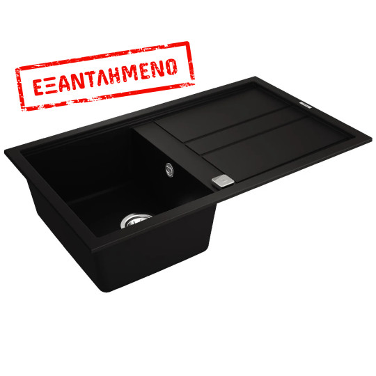 Νεροχύτης απο Συνθετικό Γρανίτη TEKA 1 Γούρνα με Ποδιά για Ένθετη Τοποθέτηση 86x51cm NOVA 45 MAESTRO Μαύρος 115330056