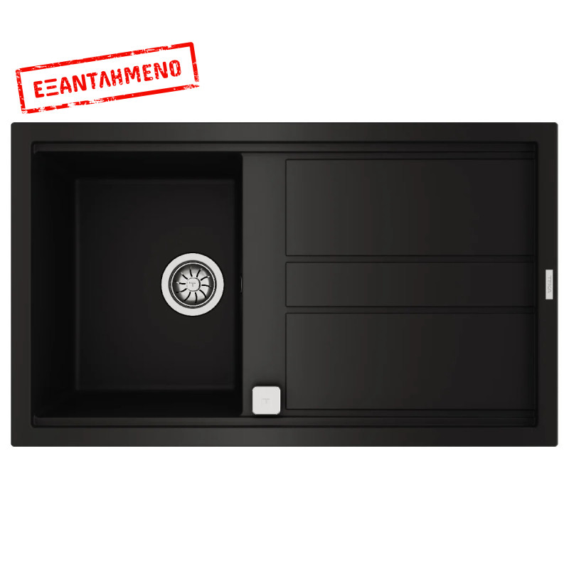 Νεροχύτης απο Συνθετικό Γρανίτη TEKA 1 Γούρνα με Ποδιά για Ένθετη Τοποθέτηση 86x51cm NOVA 45 MAESTRO Μαύρος 115330056