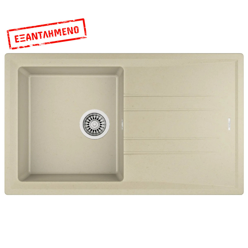 Νεροχύτης απο Συνθετικό Γρανίτη TEKA 1 Γούρνα με Ποδιά για Ένθετη Τοποθέτηση 86x51cm STONE 50 MAESTRO Μπεζ 115330018