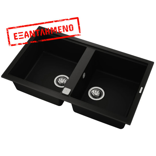 Νεροχύτης απο Συνθετικό Γρανίτη TEKA 2 Γούρνες για Ένθετη Τοποθέτηση 86x51cm NOVA 90 MAESTRO Μαύρος 115260041