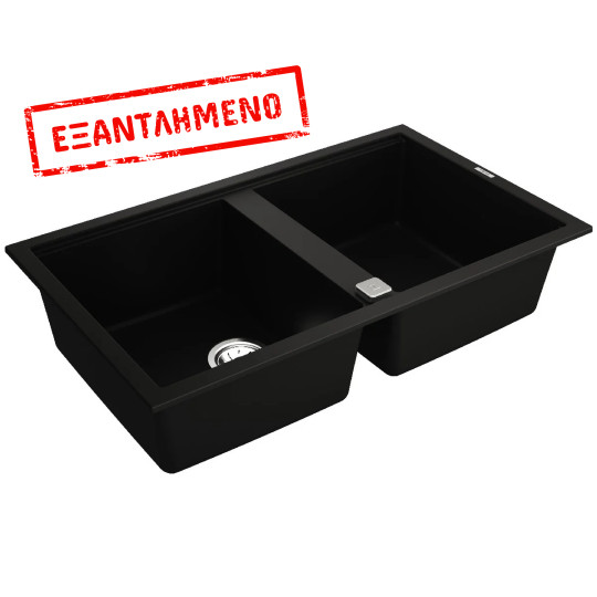 Νεροχύτης απο Συνθετικό Γρανίτη TEKA 2 Γούρνες για Ένθετη Τοποθέτηση 86x51cm NOVA 90 MAESTRO Μαύρος 115260041