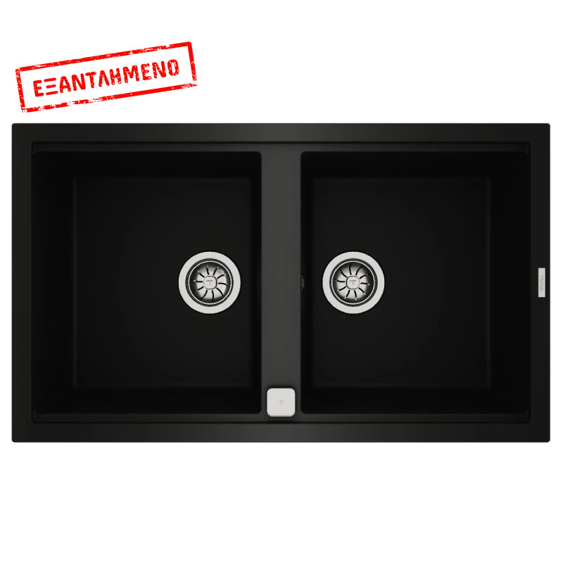 Νεροχύτης απο Συνθετικό Γρανίτη TEKA 2 Γούρνες για Ένθετη Τοποθέτηση 86x51cm NOVA 90 MAESTRO Μαύρος 115260041