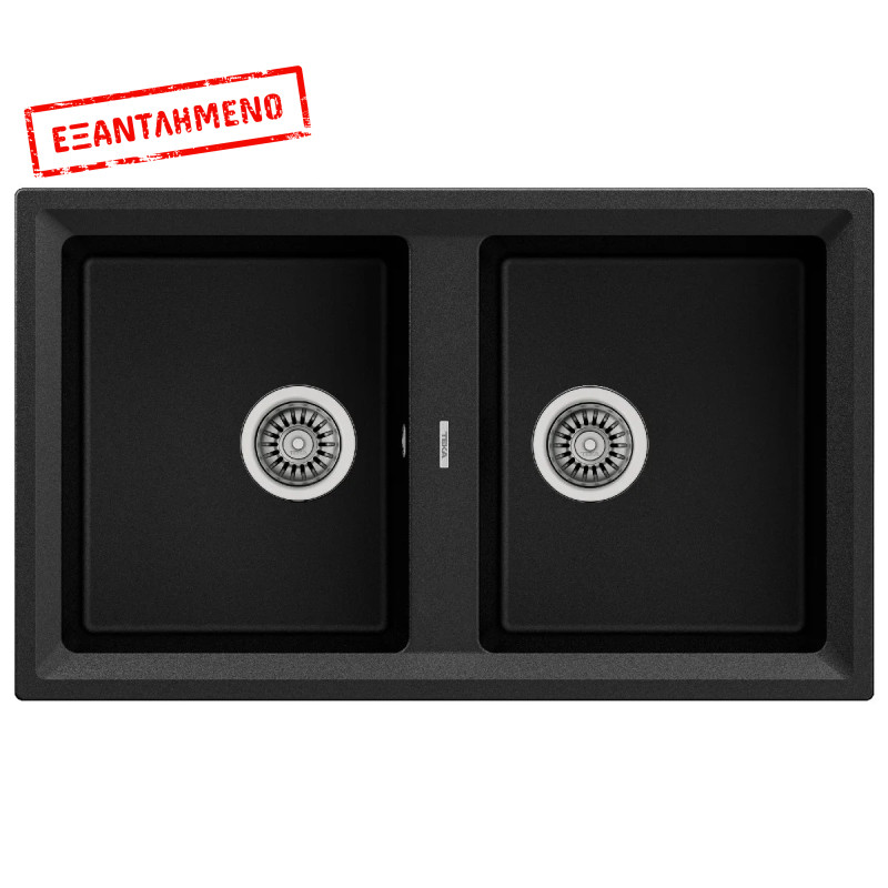 Νεροχύτης απο Συνθετικό Γρανίτη TEKA 2 Γούρνες για Ένθετη Τοποθέτηση 86x51cm NOVA 90 MAESTRO Μαύρος 115260001