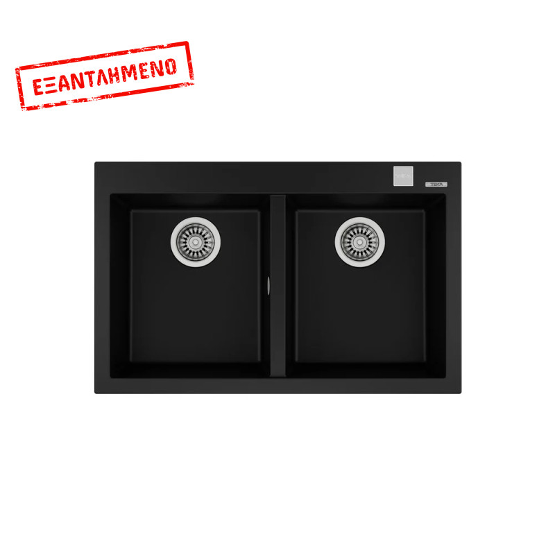 Νεροχύτης απο Συνθετικό Γρανίτη TEKA 2 Γούρνες για Ένθετη Τοποθέτηση79x50cm FORSQUARE 2B MAESTRO Μαύρος 115260014