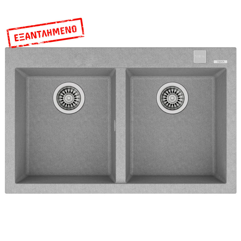 Νεροχύτης απο Συνθετικό Γρανίτη TEKA 2 Γούρνες για Ένθετη Τοποθέτηση79x50cm FORSQUARE 2B MAESTRO Γκρι 115260015