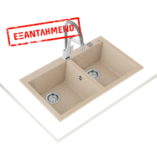 Νεροχύτης απο Συνθετικό Γρανίτη TEKA 2 Γούρνες για Ένθετη Τοποθέτηση79x50cm FORSQUARE 2B MAESTRO Μπεζ 115260016