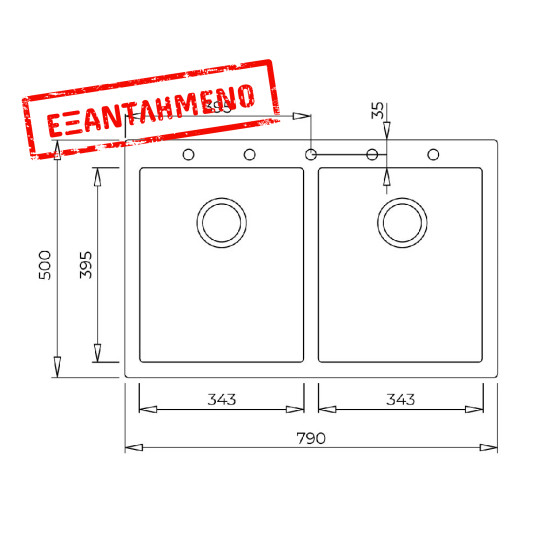 Νεροχύτης απο Συνθετικό Γρανίτη TEKA 2 Γούρνες για Ένθετη Τοποθέτηση79x50cm FORSQUARE 2B MAESTRO Κρεμ 115260017