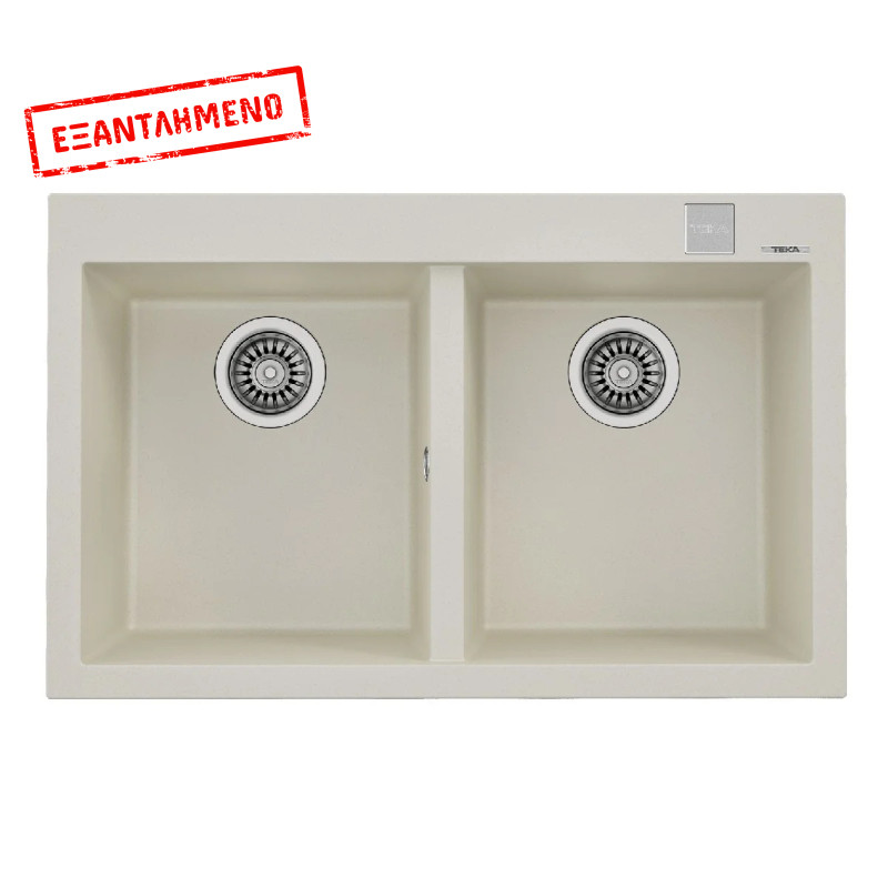 Νεροχύτης απο Συνθετικό Γρανίτη TEKA 2 Γούρνες για Ένθετη Τοποθέτηση79x50cm FORSQUARE 2B MAESTRO Κρεμ 115260017