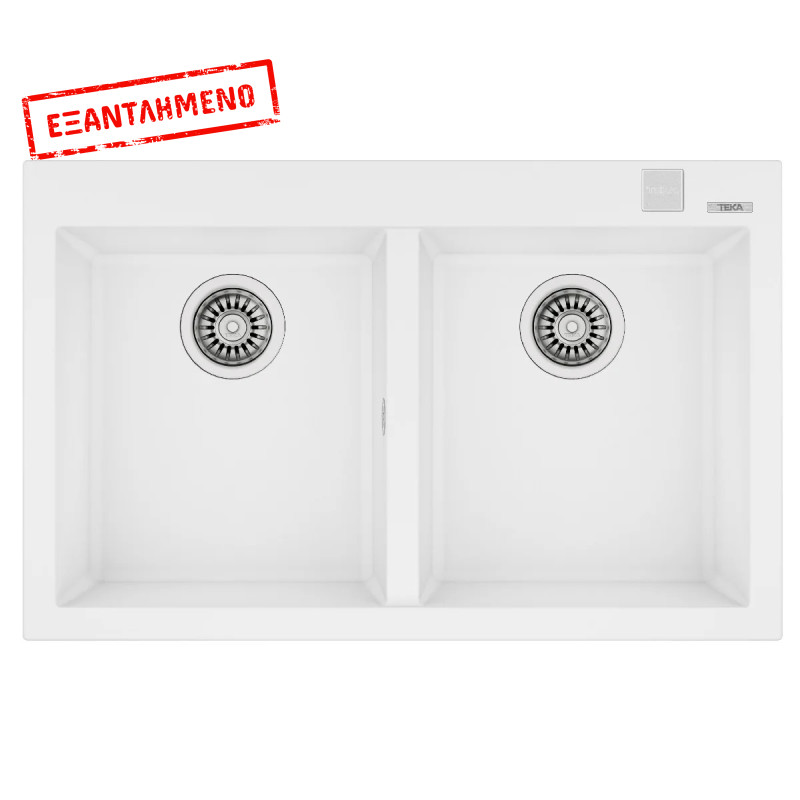 Νεροχύτης απο Συνθετικό Γρανίτη TEKA 2 Γούρνες για Ένθετη Τοποθέτηση79x50cm FORSQUARE 2B MAESTRO Λευκός 115260018