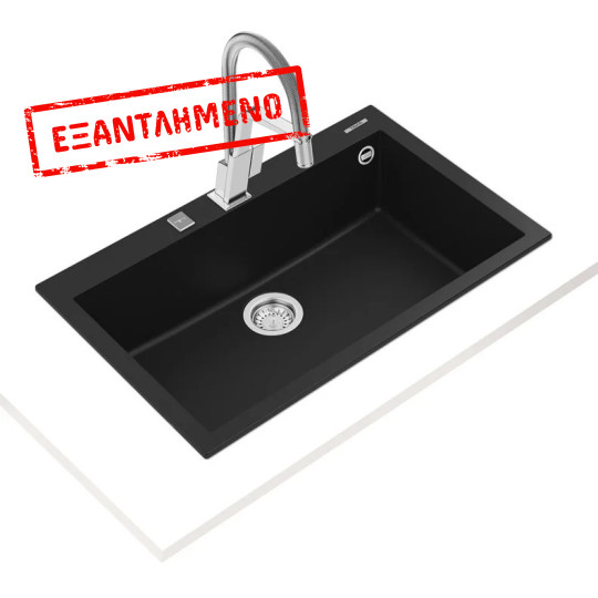 Νεροχύτης απο Συνθετικό Γρανίτη TEKA 1 Γούρνα για Ένθετη Τοποθέτηση79x50cm FORSQUARE 2B MAESTRO Μαύρος 115230000