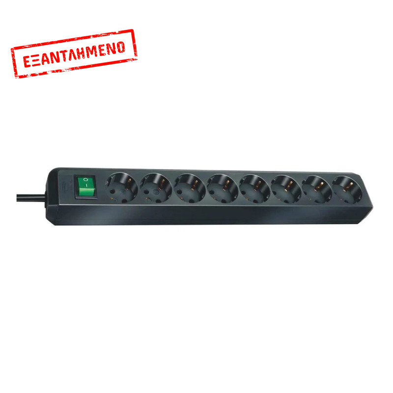 Πολύπριζο Brennenstuhl Eco-Line, Οκτώ Θέσεων Σούκο IP20 3μ Μαύρο Πολύπριζο Brennenstuhl Eco-Line, Οκτώ Θέσεων Σούκο IP20 3μ Μαύρο