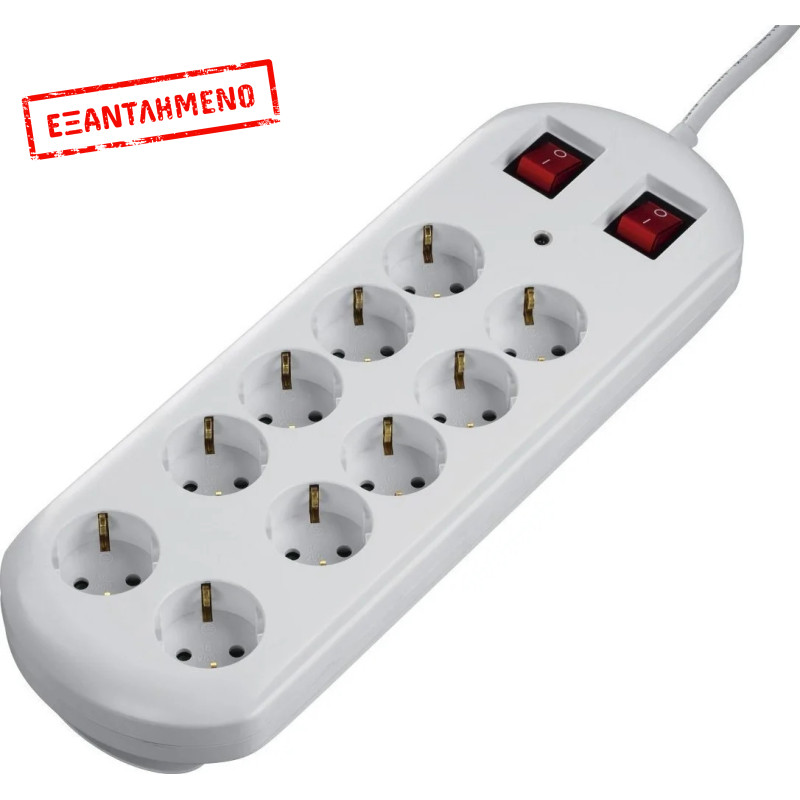 Πολύπριζο Hama με 10 Θύρες Εισαγωγής Σούκο και Διακόπτες Ασφαλείας On/Off Καλώδιο 2μ IP20 Λευκό Max 3680W Πολύπριζο Hama με 10 Θύρες Εισαγωγής Σούκο και Διακόπτες Ασφαλείας On/Off Καλώδιο 2μ IP20 Λευκό Max 3680W