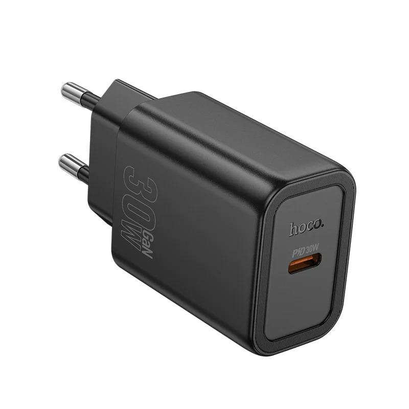 Φορτιστής Ταξιδίου Hoco N62 Gentle με 1 Εξόδο Φόρτισης GaN USB-C PD30W Quick Charge 5V 3.0A Μαύρος Φορτιστής Ταξιδίου Hoco N62 Gentle με 1 Εξόδο Φόρτισης GaN USB-C PD30W Quick Charge 5V 3.0A Μαύρος