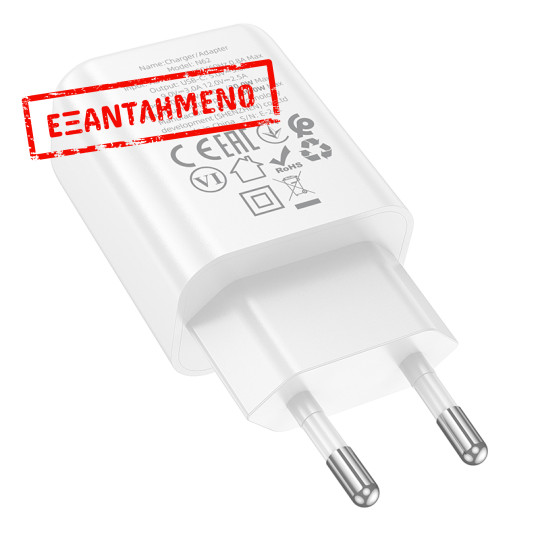 Φορτιστής Ταξιδίου Hoco N62 Gentle με 1 Εξόδο Φόρτισης GaN USB-C Quick Charge PD30W 5V 3.0A  Λευκός