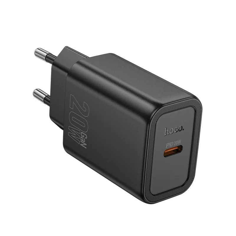 Φορτιστής Ταξιδίου Hoco N60 Gentle GaN με 1 Εξόδο Φόρτισης USB-C PD20W 5V 3.0A  Μαύρος