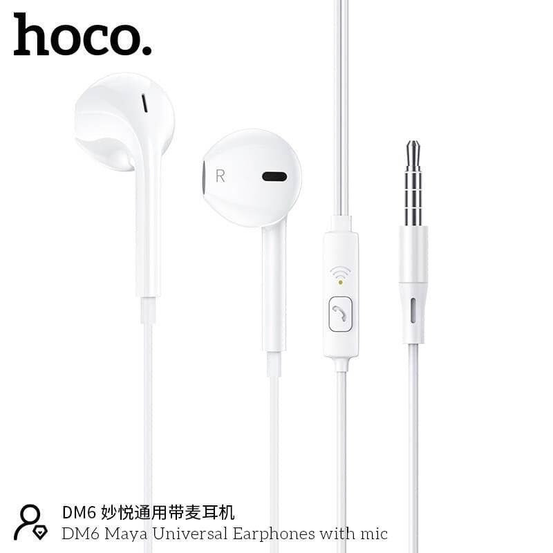 Hands Free Hoco. DM6 Maya Earphones Stereo 3.5mm με Μικρόφωνο και Πλήκτρο Λειτουργίας 1.2m Λευκά
