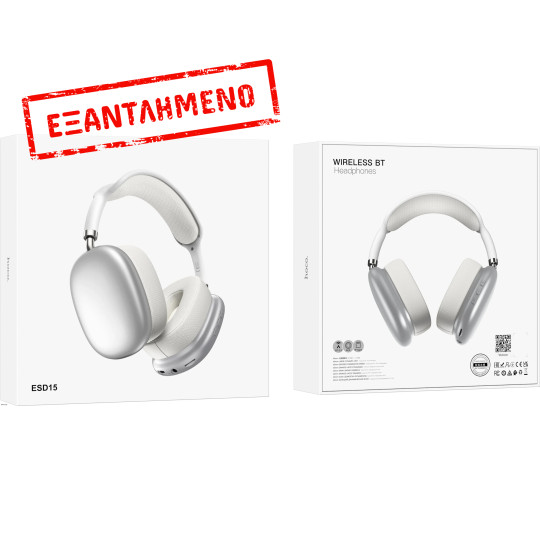Wireless Ακουστικά Stereo Hoco ESD15 Max Shadow V5.3 400mAh με υποδοχή Micro SD, Μικρόφωνο και AUX Ασημί