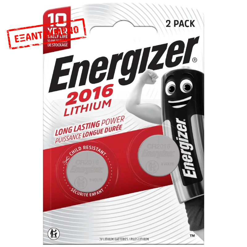 Buttoncell Lithium Energizer CR2016 3V Τεμ. 2