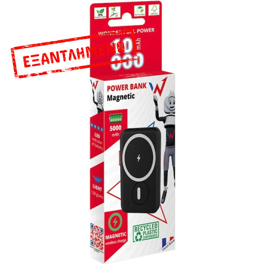 Power Bank Wonder WX10MAG 10000mAh με 1 x USB-C Έξοδο και Ασύρματη Φόρτιση 15W Μαύρο Power Bank Wonder WX10MAG 10000mAh με 1 x USB-C Έξοδο και Ασύρματη Φόρτιση 15W Μαύρο