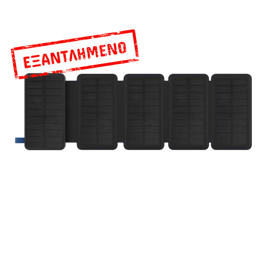 Ηλιακό Power Bank Wonder WX20S 20000mAh 5V/2A 7.5W με 5 Ηλιακά Πάνελ, 2 x USB-A και 1 x USB-C Έξοδο και Φακό Μαύρο
