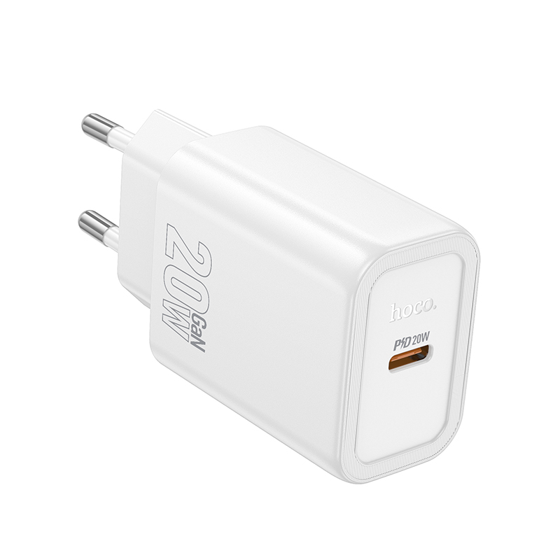 Φορτιστής Ταξιδίου Hoco N60 Gentle GaN με 1 Εξόδο Φόρτισης USB-C PD20W 5V 3.0A  Λευκός