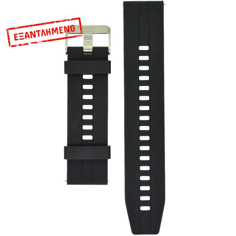Ανταλλακτικό Watchband Hoco 20mm Universal Μαύρο Silicon Band με Ασημί Αγκράφα