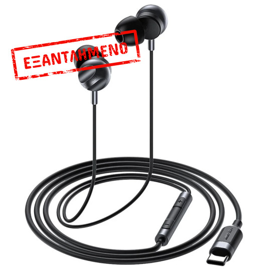 Hands Free Acefast L6 Earphones Stereo USB-C Μαύρα 1.2m με HD Μικρόφωνο και Πλήκτρο Λειτουργίας Συμβατά με Όλες τις Συσκευές USB-C