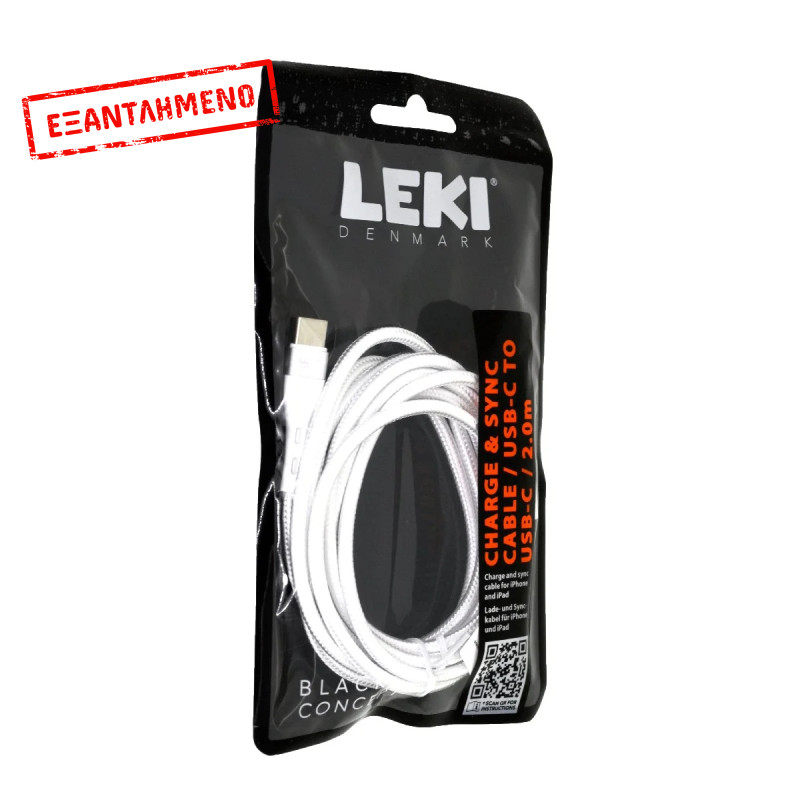 Καλώδιο Σύνδεσης και Φόρτισης Leki Black Concept USB-C σε USB-C Braided Λευκό 2m Καλώδιο Σύνδεσης και Φόρτισης Leki Black Concept USB-C σε USB-C Braided Λευκό 2m