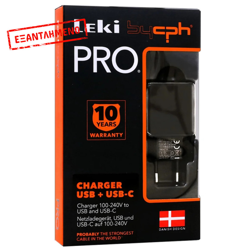 Φορτιστής Ταξιδίου Leki Pro με USB και USB-C 5V 3.0A Μαύρος Φορτιστής Ταξιδίου Leki Pro με USB και USB-C 5V 3.0A Μαύρος