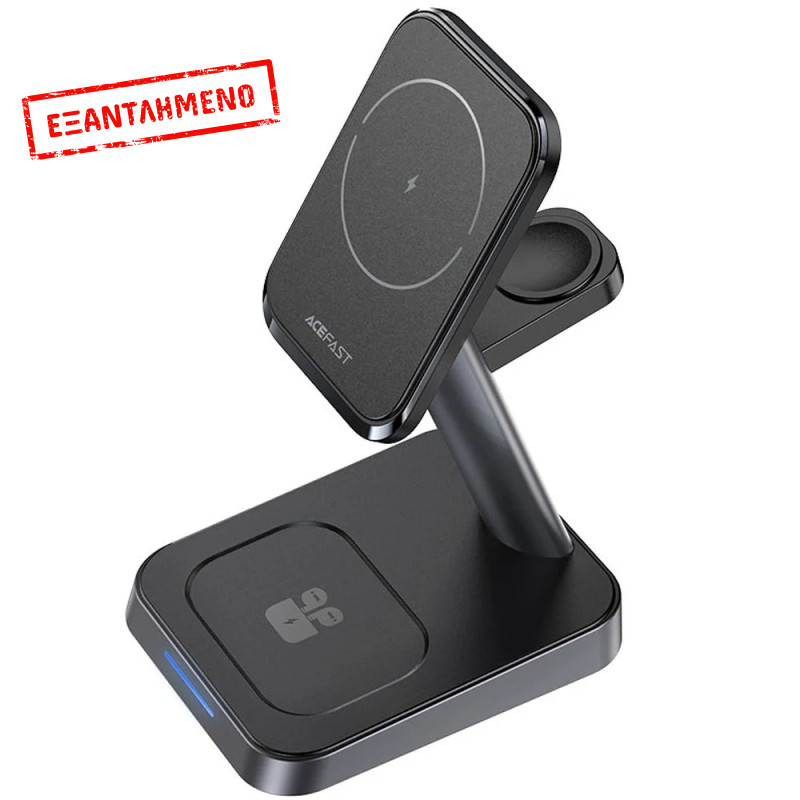 Επιτραπέζια Βάση Ασύρματης Φόρτισης Acefast E3 3-σε-1 15W με LED Ένδειξη για Φόρτιση 3 Συσκευών Μαύρη