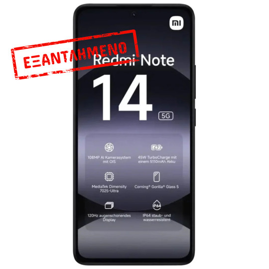 Xiaomi Redmi Note 14 5G Dual Sim 6.67" 8GB/256GB NFC IP64 Midnight Black Xiaomi Redmi Note 14 5G Dual Sim 6.67" 8GB/256GB NFC IP64 Midnight Black