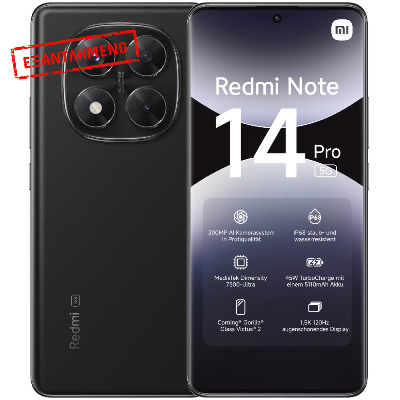 Xiaomi Redmi Note 14 Pro 5G Dual Sim 6.67" 8GB/256GB NFC IP68 Midnight Black Xiaomi Redmi Note 14 Pro 5G Dual Sim 6.67" 8GB/256GB NFC IP68 Midnight Black