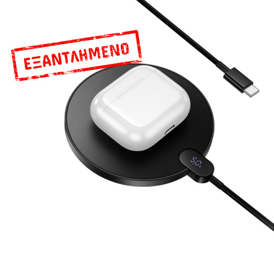 Ασύρματος Φορτιστής Hoco CW62 Peak PD15W Ultra-thin με Ψηφιακή Ένδειξη Φόρτισης 1.2m Μαύρος